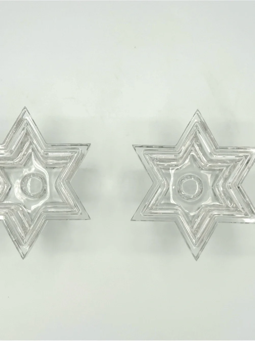Star of David Multi-Tiered Candlestick Holders Set of 2 Lead Crystal Germany